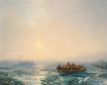  Marina Lienzo - Hielo de Ivan Aivazovsky en el paisaje marino del Dniéper